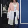 レディースニットセーターカーディガンファッション特大の女性パッチワークアウターのストライプ気質長いニットルーズコートステッチ