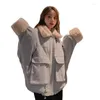 Women's Trench Coats 2023Winter Cotton Padded Jackets Women Short Student Jacket Tooling Fur Collar Warm Coat Female Overwear