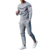 Tracksuits herenpak voor heren Spring en herfst tweedelige bemanningslange long-mouwen T-shirt broekpakcasual sportkleding voor mannen