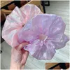 Headbands Summer Net Yarn Large Chiffon Hair Bow Scrunchies For Women Elastic Band Ponytail Holder Tie Girl Accessories Drop Deliver Dhsvi