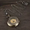 Orologi da taschino Dodici orologi meccanici animali cinesi Scheletro cavo Steampunk Segni Numeri romani antichi Catena dell'orologio Fob a carica manuale