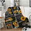 Blankets Softbatfy Sunflower Fleece Throw Blanket Sofa Bedding Drop Ship Delivery Home Garden Textiles Dhnwa
