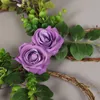 Couronne de fleurs décoratives de pâques, décoration murale pour porte de jardin extérieur, maison, roses violettes et feuilles vertes artificielles pour devant