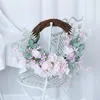 Dekorativa blommor A63i Spring Wreath Artificial Peony för alla säsonger runt ytterdörren Farmhouse Wall Outdoor Decoration