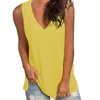 Camiseta feminina verão solto em V de pescoço sem mangas camiseta tops casual color de rua sólida colete de moda desgaste 230110