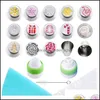 Baking Pastry Tools 29Pcs/Set Russian Flower Icing Pi Nozzles Stainless Steel Cream Tips Bag Cupcake Cake Decorating Tool Drop Del Dhhr4