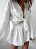 Survêtements pour femmes 2023 femmes printemps été bohème Shorts ensembles solide blanc coupe ample tenues costume 2 deux pièces ensemble pour