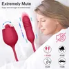 Sex toys Massager 2 in 1 Rose Vibrators Female Tongue Licking Clitoris Stimulator Dildo Telescopic g Spot Vibrating Egg Toys for Women Adults