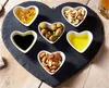 Plates Black Solid Natural Slate Heart Shaped Dinner Wedding Plate Barbecue Tray Cake Sushi Stone Cheese Pizza Flat