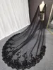 Wraps Real Pos Black Long Wedding Boleros Bling Sequins Lace Cathedral Bridal Cape Bolero Mariage Accessories Shoulder Veil