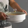 Bowls Ceramic Binaural Soup Bowl Large Household With Lids Rice Japanese Style Container Healthy Tableware Ta