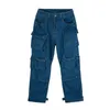 Jeans pour hommes Pantalon cargo à la mode pour hommes avec plusieurs poches Pantalon en denim hip hop surdimensionné Coupe ample Bas de vêtements de travail tactiques