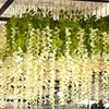 장식용 꽃 12pcs wisteria vine 인공 실크 화환 아치 장식 홈 정원 결혼식 펜던트 식물 벽