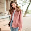 Women's Jackets 2023 Women Safari Style Vintage Patchwork Suede Turn-Down Collar Biker Coat Chic Loose Faux Leather Outwear Top Femal