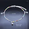 Anklets Fashion Colorful Bead Star Anklet For Girl/Ladies Stainless Steel Summer Beach Charm Bracelet Jewelry Tobillera