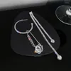 Baumelnde Ohrringe FYUAN Koreanischer Stil Büroklammer Asymmetrie Lange Quaste Kristall Strass Für Frauen Statement-Schmuck