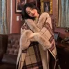 Dameswol Blends Winter Faux Rex Rabbit Fur Coat Cape Women Loose Tassels Kap Kap Aardigan Cloak Overjag Poncho Feminino Inverno 230111