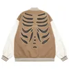 Herrjackor Hip Hop Bomber Baseball Jackets Men Streetwear Harajuku Skeleton Bones Brodery Patchwork Oversize Casual Varsity Coats Unisex 230111