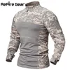 Erkek Tişörtleri Refire Dişli Taktik Savaş Erkekler Pamuk Askeri Üniforma Kamuflajı T Multicam ABD Ordusu Giysileri Camo Uzun Kollu 230111