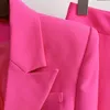 Kvinnors tvådelade byxor Högkvalitativ 2023 S/S Designer Runway Suit Set Women Single Button Slim Fit Blazer Flare Pieces Pink