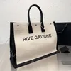 Rive Gauche Designer حقيبة حقيبة الكتان القماشية Totes Designer Handbag Women Beach Bag Bag Luxury Leather Leather Pocket Ins 48*36cm