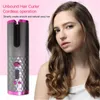 ヘアアイロンアンバウンドコードレス自動回転セラミックヘアカーラー USB 充電式自動アイロン LED ディスプレイ温度波 230110