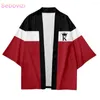 Etniska kläder 2023 Plus Size Kimono Streetwear Men Women Cardigan Haori Fashion Striped Poker Beach Japanese Style Yukata Tops Robe