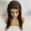 Brazilian Virgin Human Hair Dark Brown Color 3# Full Lace with PU Around Wig Lace with Thin Skin Perimeter Wigs for Woman