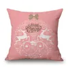 Caisse d'oreiller 45x45cm de style cadeau de Noël rose série de style cadeau polyester pour la maison de la maison