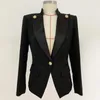 Damespakken 2023 Hoge kwaliteit Designer Blazer Women Single Button Satin Collar