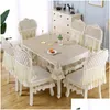 Chair Covers Ers European Garden Cushion Er Tablecloth Lace Embroidered Dining Table Cloth Flower Peony Wedding Home Textile Drop De Dhbwc