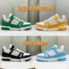 2023 Luxury Designer Casual Shoes Embossed Trainer Sneaker Triple White Pink Sky Blue Black Green Yellow Denim Low Mens Sneakers Women Trainers