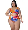 Women's Tracksuits 2023 Summer Beach Holidays Clothes Sexy Printing Hollow Out Two Pieces Set Strap Bodysuit With Split Skirt