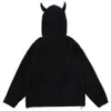 Sweats à capuche pour hommes Sweats Aolamegs Hoodies Hommes Twist Knitting Demon Horns Solid Color Zipper Coats Soft Cozy Hipster Tops Hip Hop Loose Casual Streetwear 230111