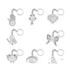 Keychains Lanyards Noosa Fashion Trendy Fish Butterfly Dolphin Crystal Rhinestone Snaps Car Bag Keyrings Fit 18Mm Snap Buttons Diy Dhavj