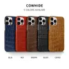 Luxe designer Crocodile textuur echte lederen hoesje voor iPhone 14 13 Pro Max 13 Mini 12 11 Pro Max XS Max XR 8 Plus 6 Cover