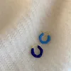 Hoop Earrings Minar Funny Blue Contrast Color Enamel For Women Female Asymmetry Irregular C Shape Chunky Earring Casual Jewelry