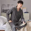 Herren-Nachtwäsche, 100-Baumwoll-Pyjama für Männer, kariertes Grau, Schlafzimmer-Lounge-Pyjama, Winter-Hauskleidung, PJs, Herren-Pijama, Hombre Invierno, 230111