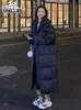 Women Down Down Parkas Greler cor sólida cor de inverno longo de inverno casual roupas com capuz jaqueta elegante fêmea fêmea 230110