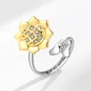 Eheringe Shuangshuo Koreanische Mode Angst Zappeln Ring Drehbare Sonnenblume Für Frauen Spinner Anti Stress Finger Schmuck Geschenk