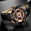 Polshorloges megir heren horloge lederen band leger sporten casual horloges waterdichte lichtgevende kwarts mannen relogios masculino klok