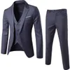 Men's Suits Blazers Brand Blazer 3 Pieces Wine Red Elegant Slim Fit Button Dress Suit Vest Party Wedding Formal Business Casual Terno 230111