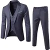 Herrar kostymer blazers varumärke blazer 3 stycken vin röd elegant smal fit knappklänning kostym västparti bröllop formella affärer casual terno 230111