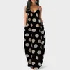 Womens Summer Plus Size Digital Dresses Printed Polka Dot Deep V Neck Strap Dress