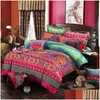 Ensembles de literie bohème 3/4 pièces Mandala couette Er ensemble drap plat taie d'oreiller Twin Fl Queen King Size linge de lit livraison directe maison jardin Dhvau