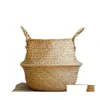 Paniers Suspendus Tissé Seagrass Panier Fourre-Tout Ventre Pour Stockage Blanchisserie Pique-Nique Plante Pot Er Sac De Plage Drop Delivery Maison Jardin Houseke Dhvpj