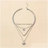 Hanger kettingen mode sieraden kwade eye mti layer ketting voor vrouwen blauwe ogen zon choker drop levering hangers dhwod