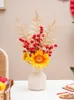 Dekorativa blommor vardagsrum skrivbordsröd vinterbär ornament år blommor konstgjorda höstdekorationer hem dekor