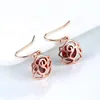 Hoop kolczyki koreańskie mody dla kobiet 2023 Miedziana metalowa kwiat cyrkon Crystal impreza Rose Gold Kolor Ear Jewelry DWKC154M