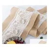 Table Runner Linen Lace Lace Casos de estopa vintage Country Natural Country for Party Wedding Droga Drop Drop Home Garden Textiles Dh42k